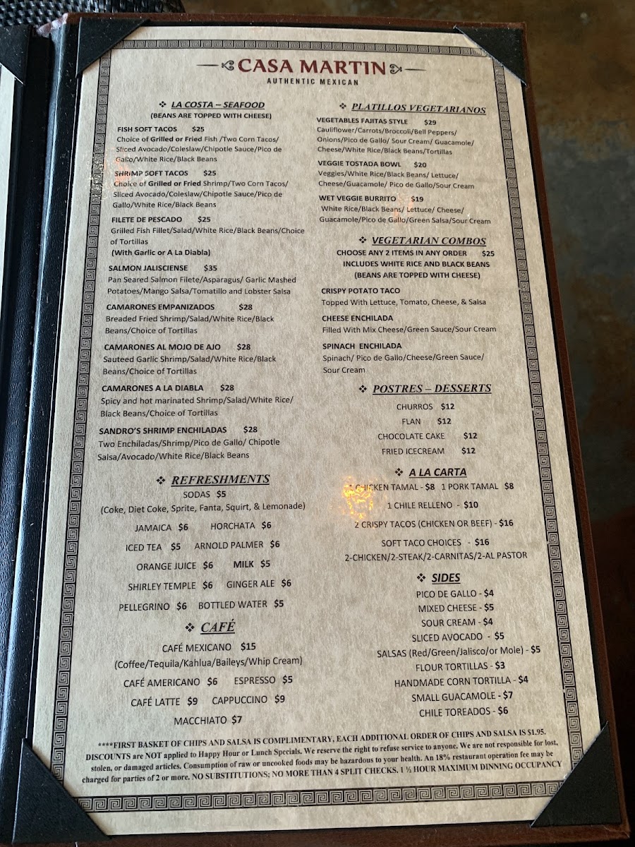 Menu - Casa Martin | Ocean Ave photo 1