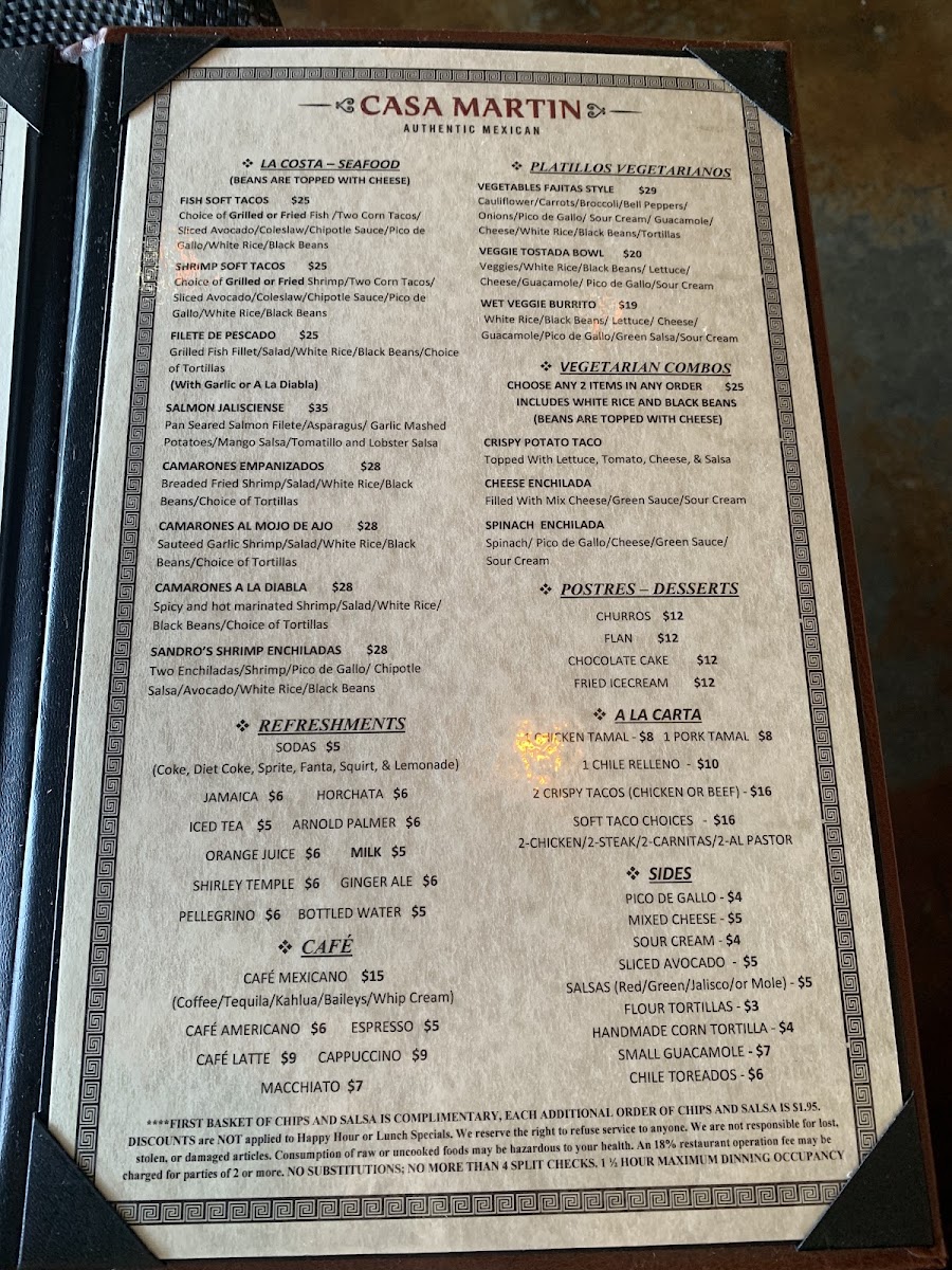 Menu - Casa Martin | Ocean Ave photo 2