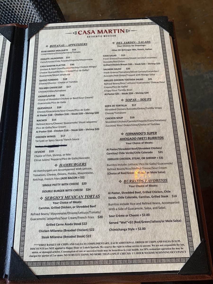Menu - Casa Martin | Ocean Ave photo 5